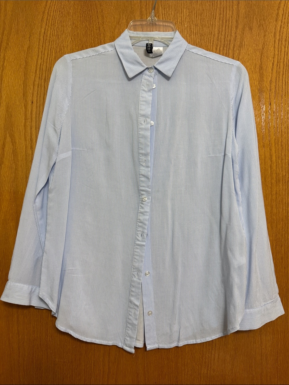 Divided H&M White Blue Stripes Button-Down Shirt